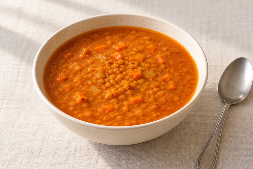 Red lentil soup — finished dish