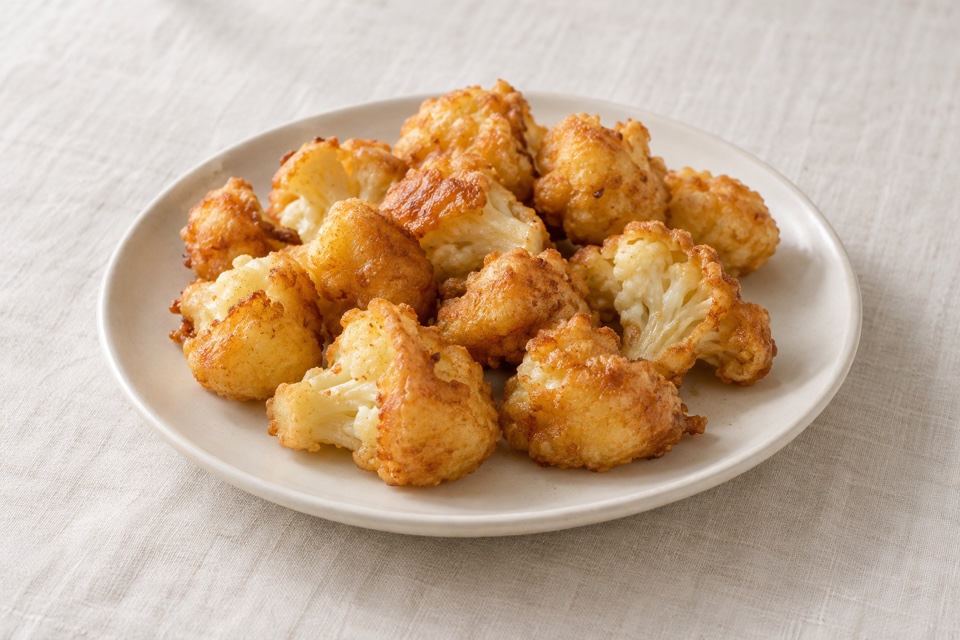 Battered cauliflower — finished dish