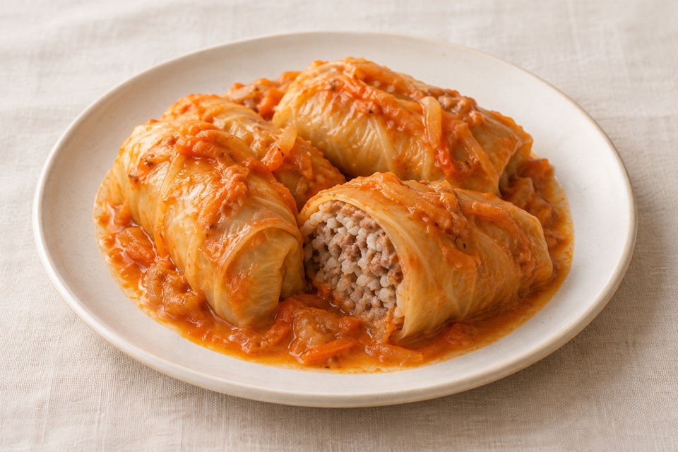 Cabbage rolls with meat and rice — finished dish