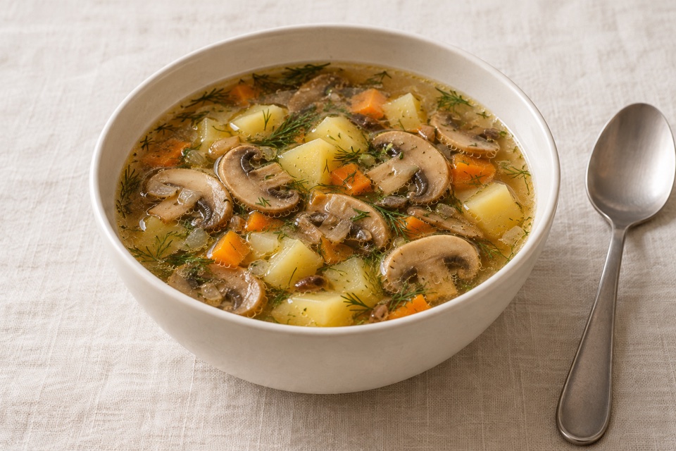 Mushroom and potato soup — finished dish