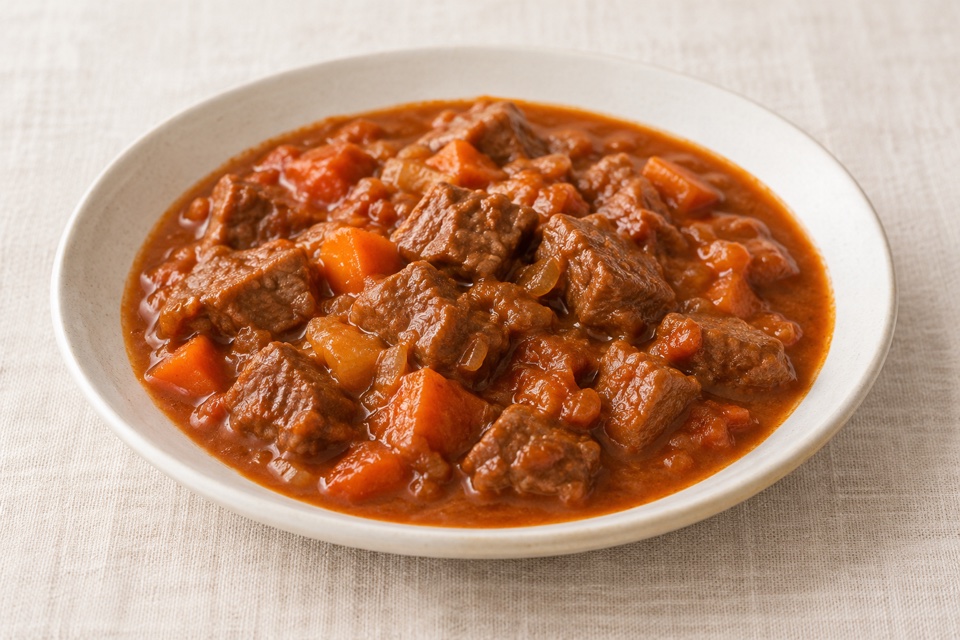 Beef goulash with gravy — finished dish