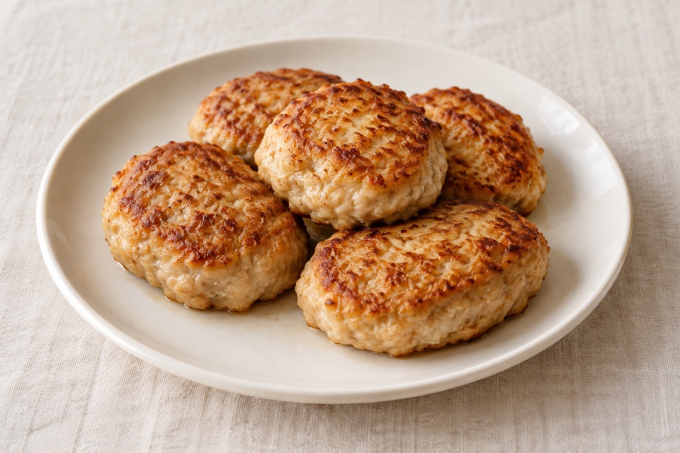 Pan-fried chicken patties — finished dish