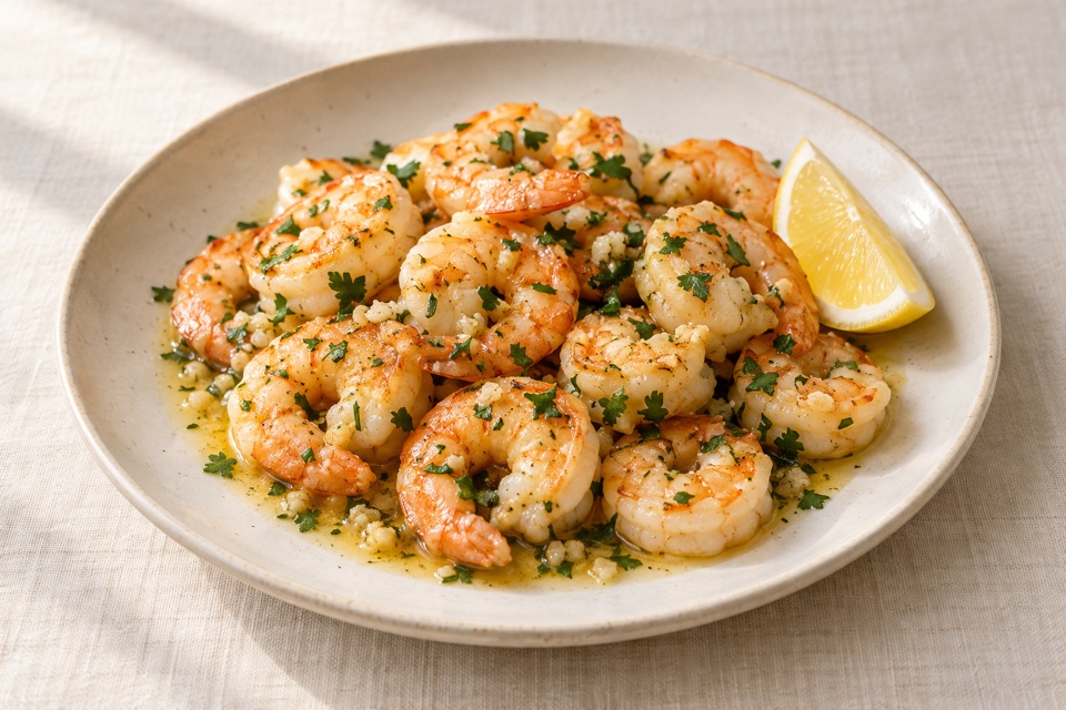 Garlic shrimp — finished dish