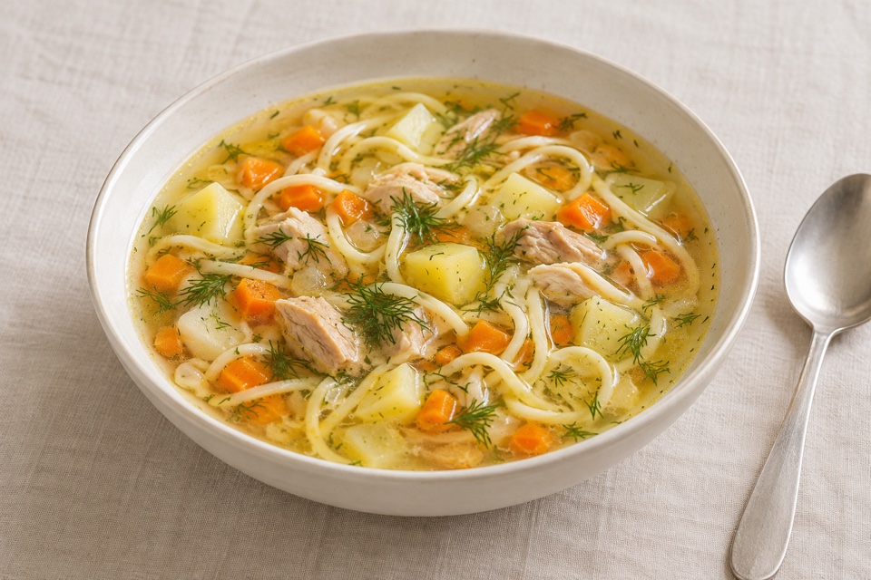 Chicken noodle soup — finished dish