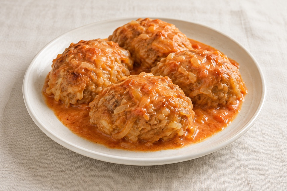 Easy cabbage and meat patties — finished dish