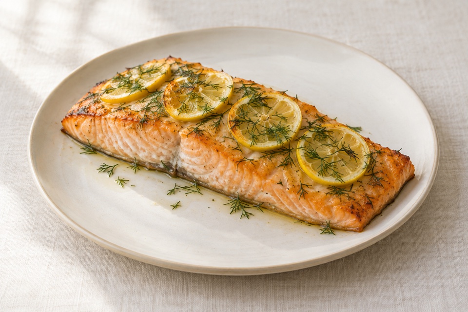 Baked salmon with lemon — finished dish