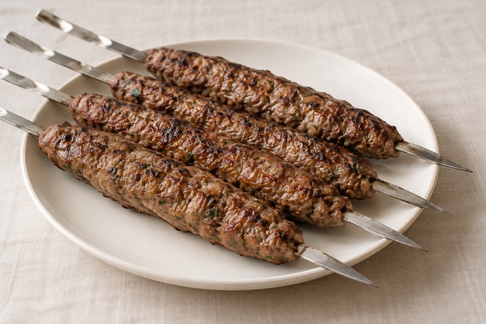 Beef lula kebabs — finished dish