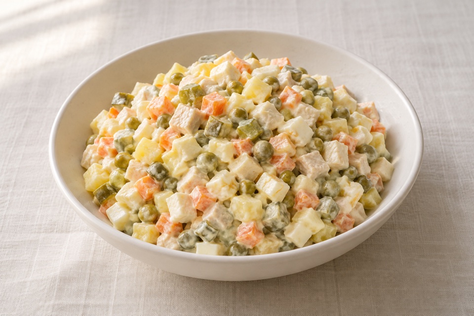 Chicken Olivier salad — finished dish