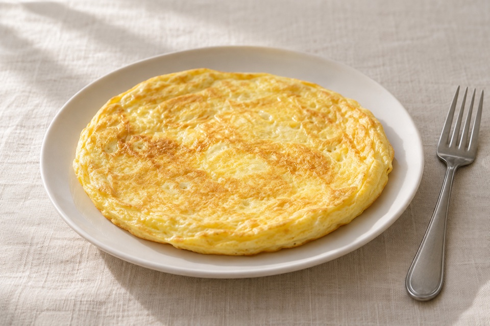 Pan-cooked omelet — finished dish