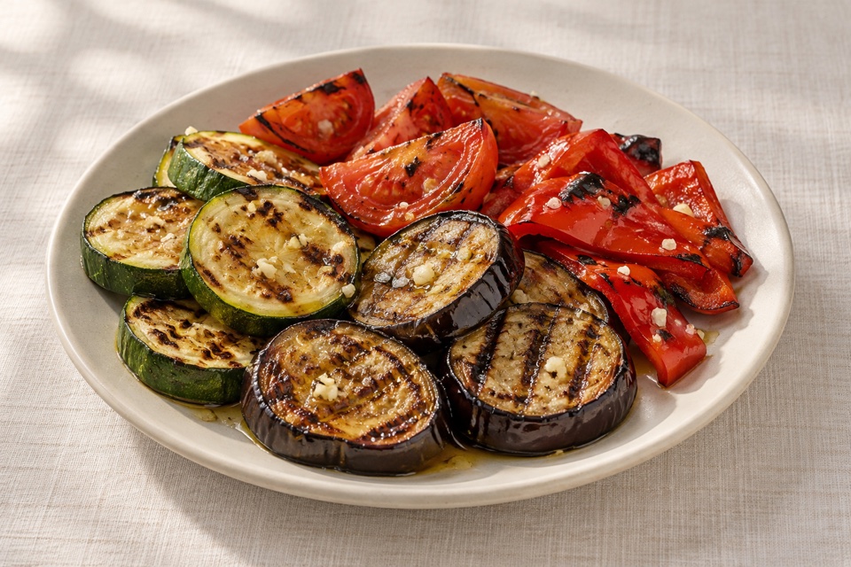 Charcoal-grilled vegetables — finished dish