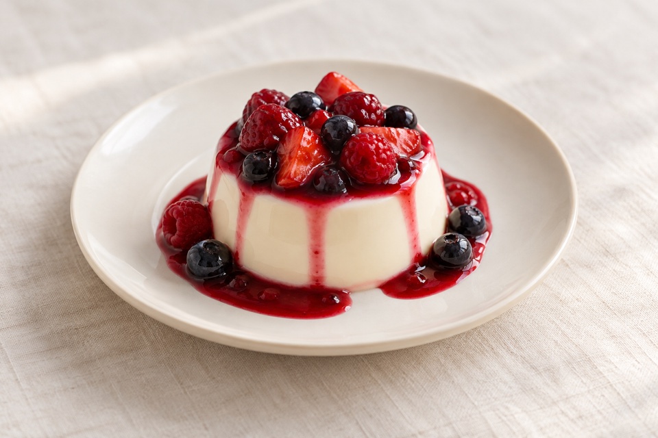 Berry panna cotta — finished dish