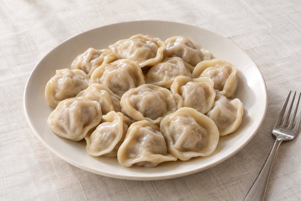 Homemade pelmeni dumplings — finished dish
