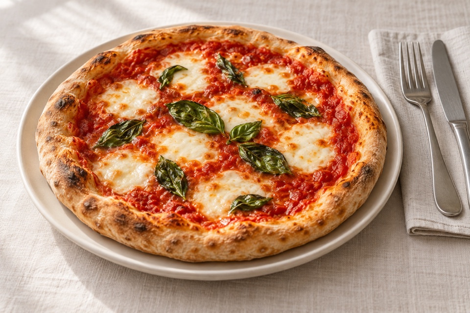 Margherita pizza — finished dish