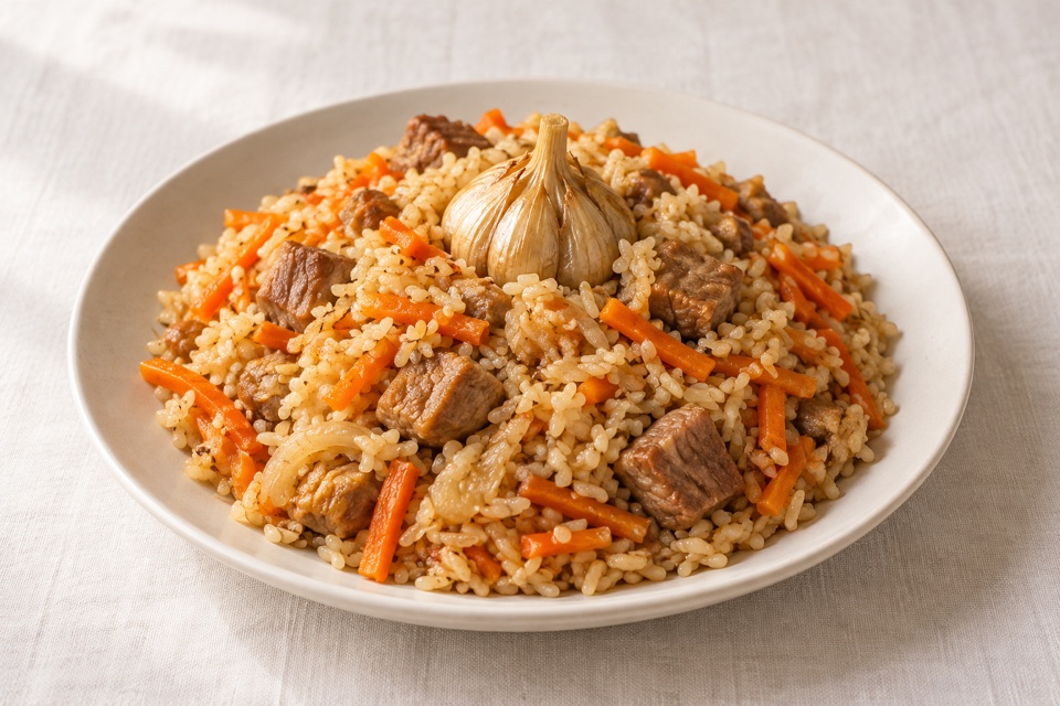 Pork pilaf — finished dish