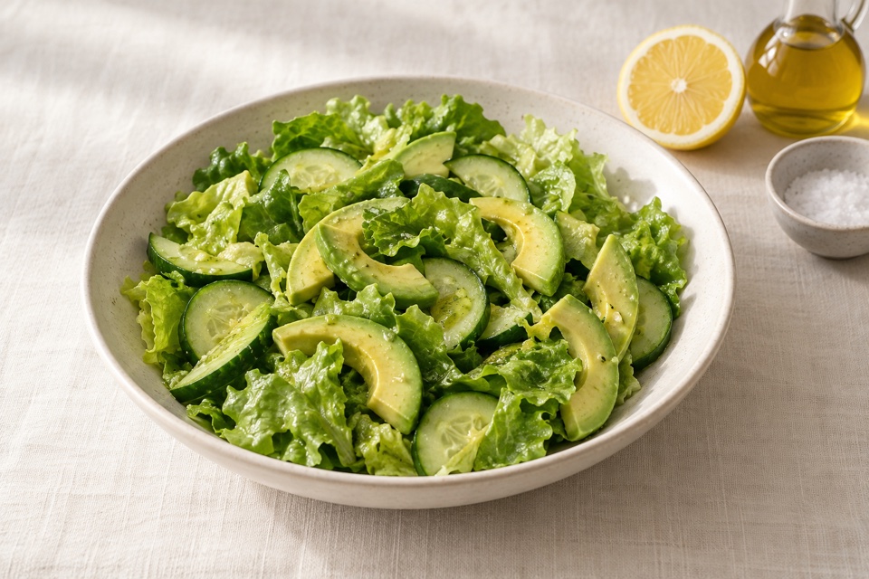 Avocado and cucumber salad — finished dish