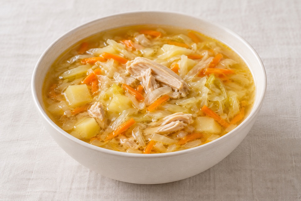 Fresh cabbage shchi soup — finished dish