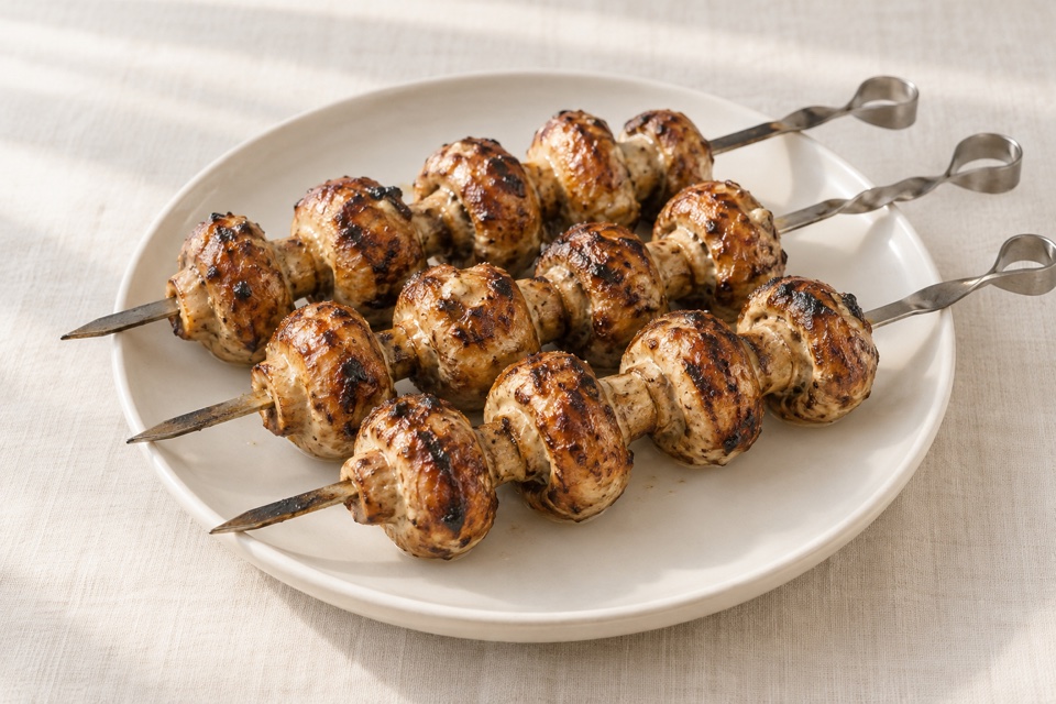 Charcoal-grilled mushrooms — finished dish