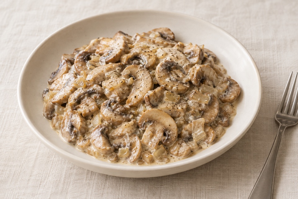 Mushrooms in sour cream — finished dish