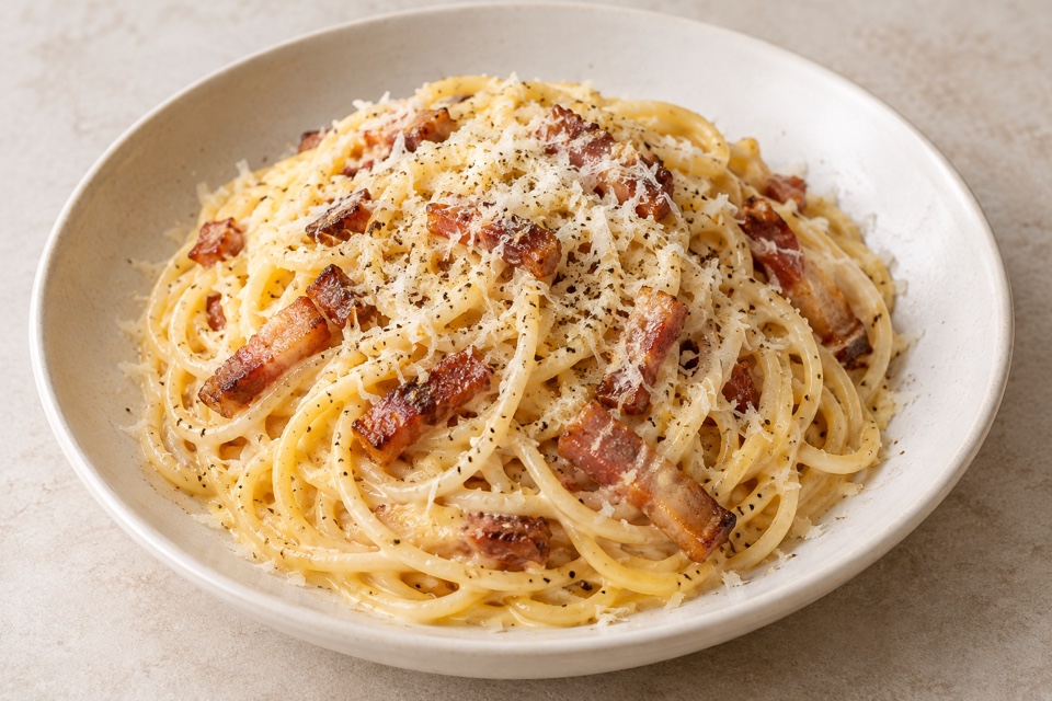 Спагетти карбонара — готовое блюдо